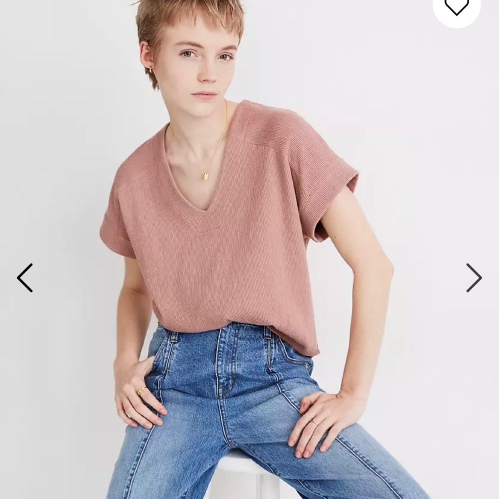 Madewell Ottoman Jacquard V Neck Top